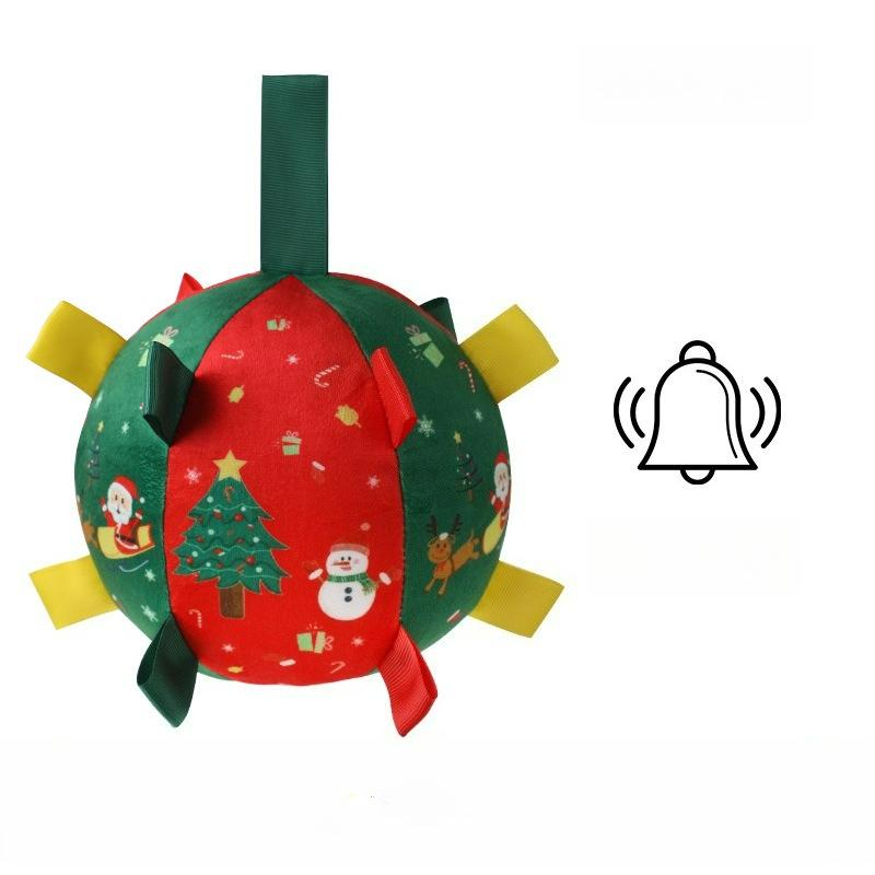 

Christmas Dog Toy Ball Built in Bell Self-Playing Boredom Relief Plush Interactive Bite-Resistant Pet Interactive Chewing Toy зелёный