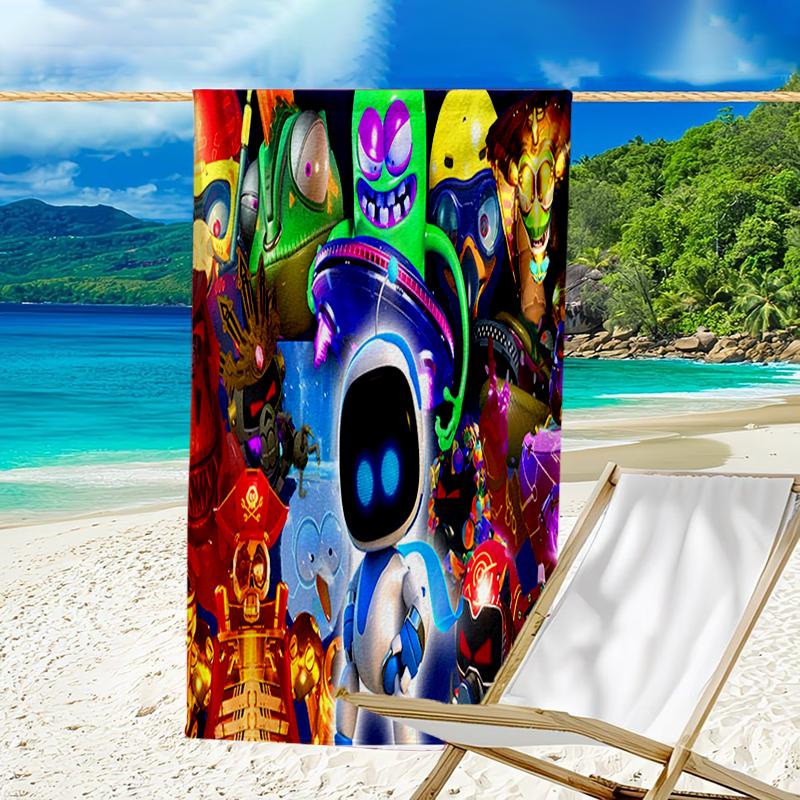 Beweis Strandtuch mit einem Astro Bot Muster - weich, saugfähig, schnelltrocknend, maschinenwaschbar - perfekt zum Schwimmen, Camping, Baden
