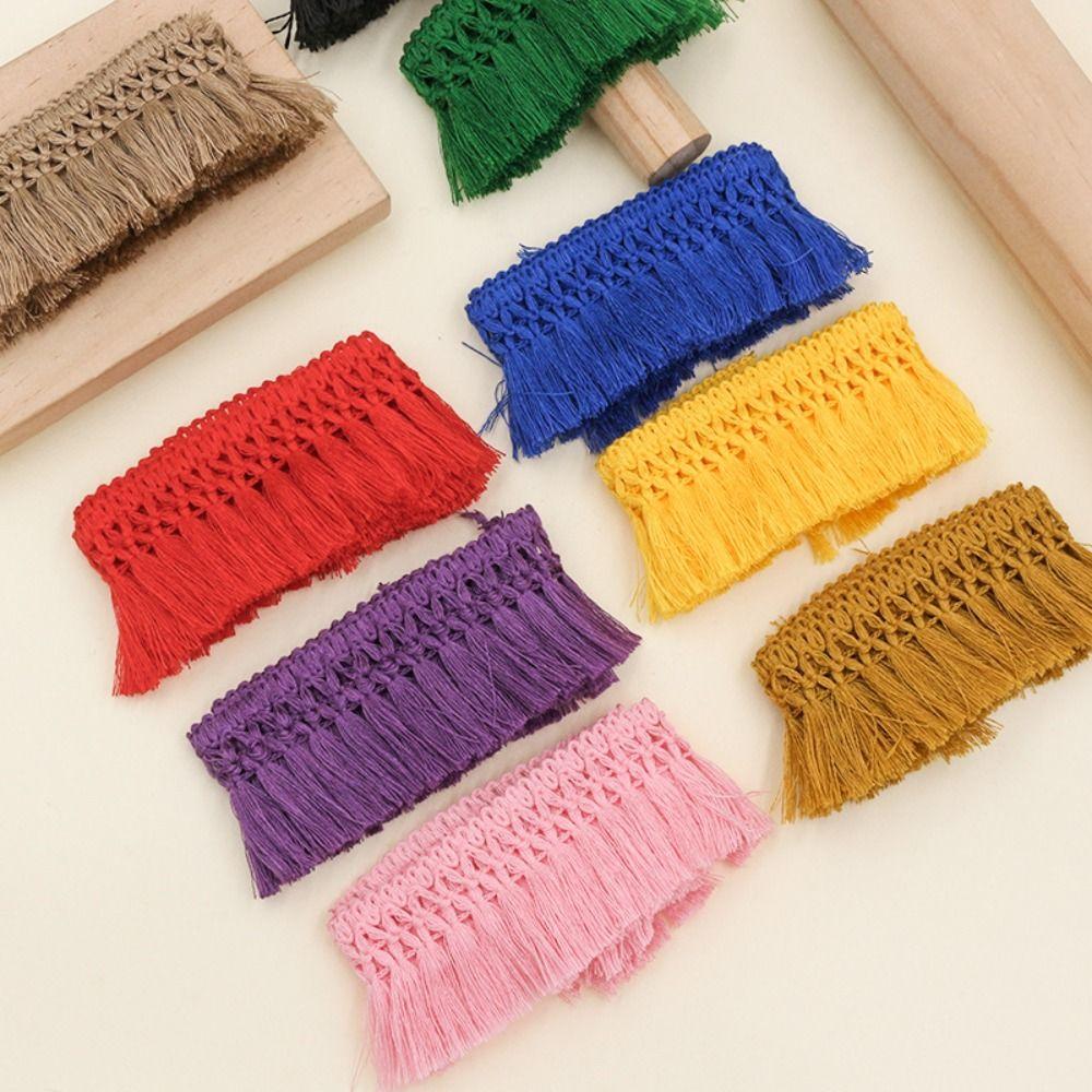 25m Length 4cm Width Cotton Lace Fabric Trim DIY Craft Cross Hollow Out Tassel Trim Clothing Decor Fringe Trim for dress