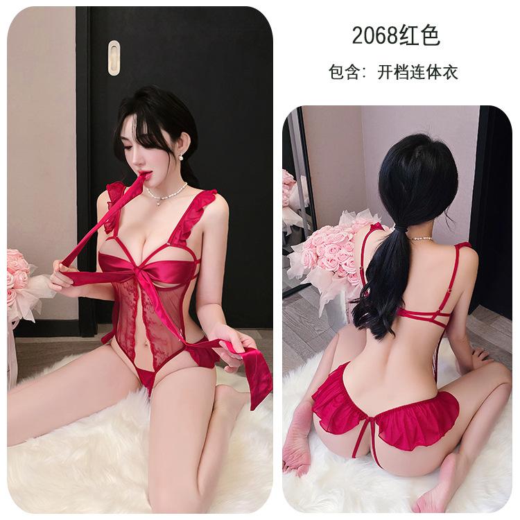 Sexy lingerie lace seduction pajamas sexy gathering pajamas hot uniform onesie