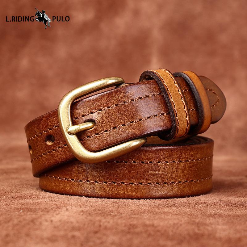 Retro Korean Style Fashion Trend All-match Copper Buckle Belt Women's Genuine Leather First Layer Cowhide Belt