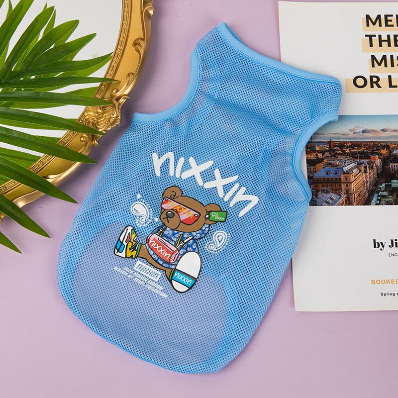 Cute Cartoon Pet Dog ClothesSummer Thin Mesh Dog Cat Vest Cat Teddy Pomeranian Pet Puppy Breathable Cool Clothing Dog Costume