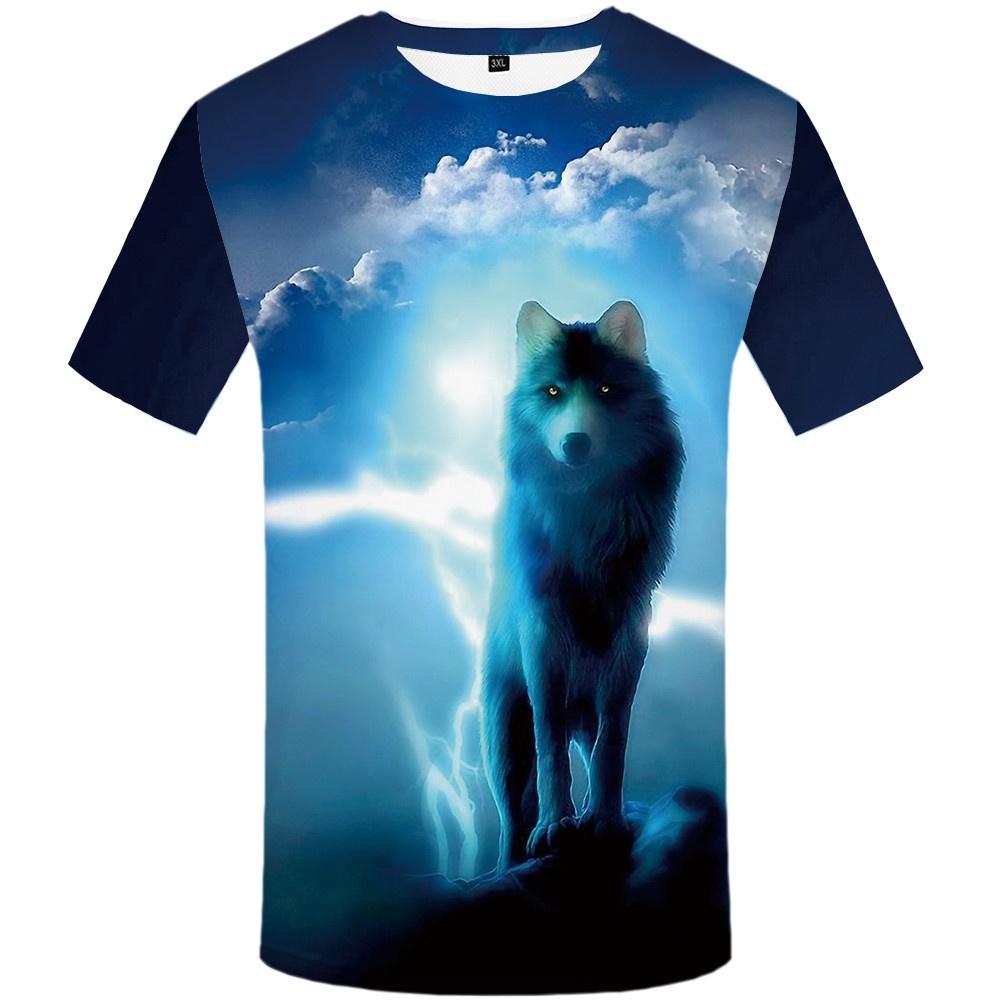 Men's Wolf Mountain 3d Print Summer Casual T-shirt With Stunning Graphic Design