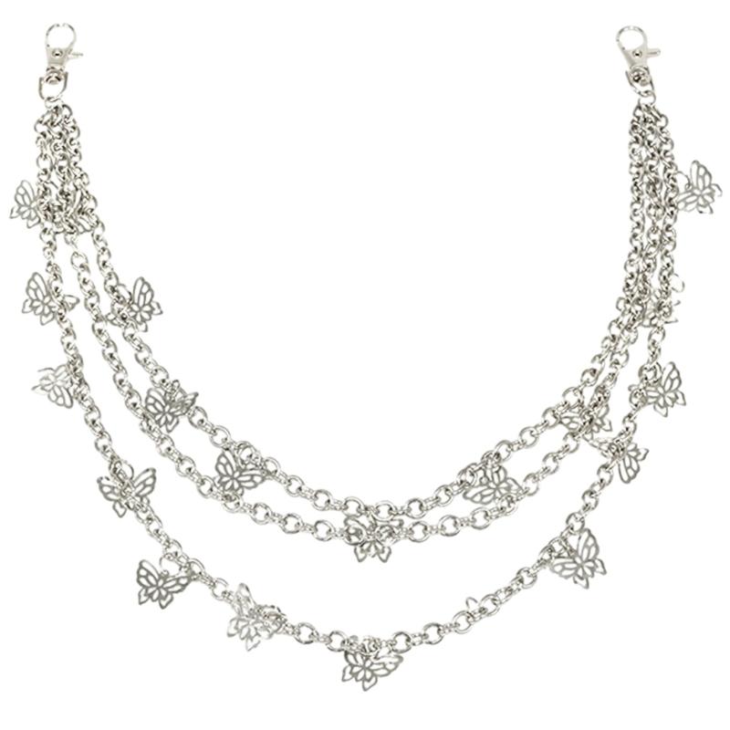 Skirts Chain Three Layer Chain Butterfly Shape Pendant Charm Chain for Teens