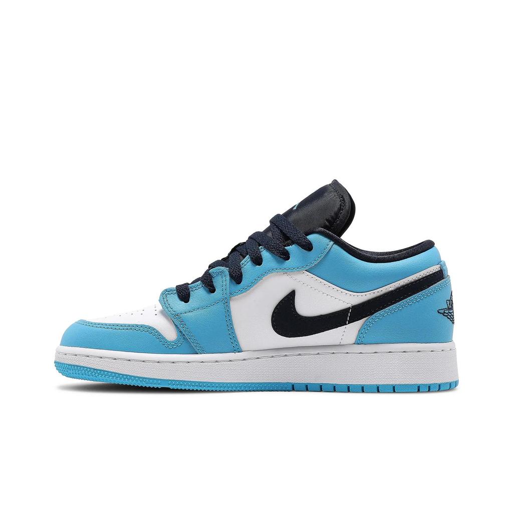 Air Jordan 1 Low Grade School 'UNC' (Unisex) White / University Blue / Obsidian Kids' Basketball Shoes 553560 144