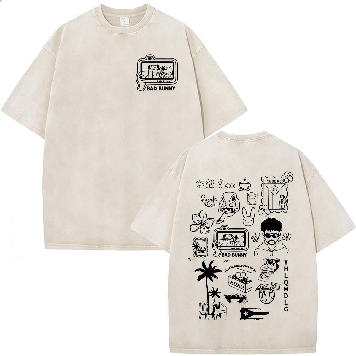 

Rapper Bad Bunny Vintage Washed T Shirts Debi Tirar Mas Fotos DTMF T-shirts Men Clothing Fashion High Quality T-shirt Streetwear 5XL різнокольоровий