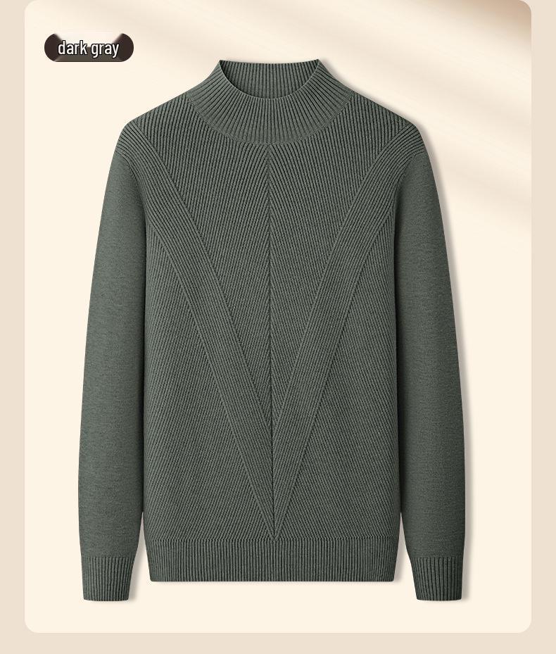 Men's Wool Modal Knitwear: Half-High Neck Textured Base Layer for Autumn/Winter 2026
