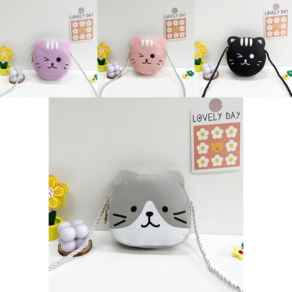 Childrens Cute Cat Pattern Pu Material Small Wallet With Snap Closure For Girls