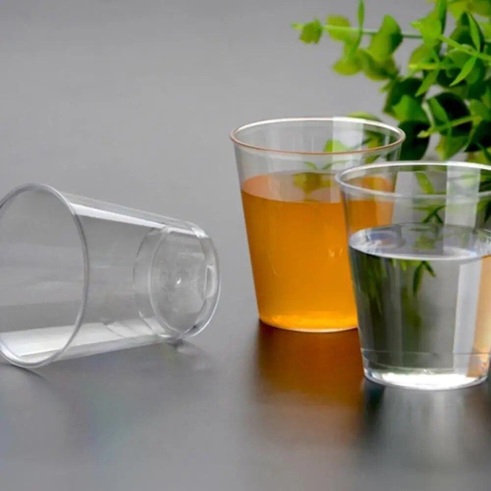 50pcs 1 Oz Clear Hard Plastic Disposable Cups Party Shot Glasses Jelly Mug One Time Use Tumblers Birthday Party Drinking