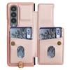 For Samsung Galaxy Z Fold4 5G Case Card Slots Leather Coated TPU Flower Phone Cover with 2 Straps