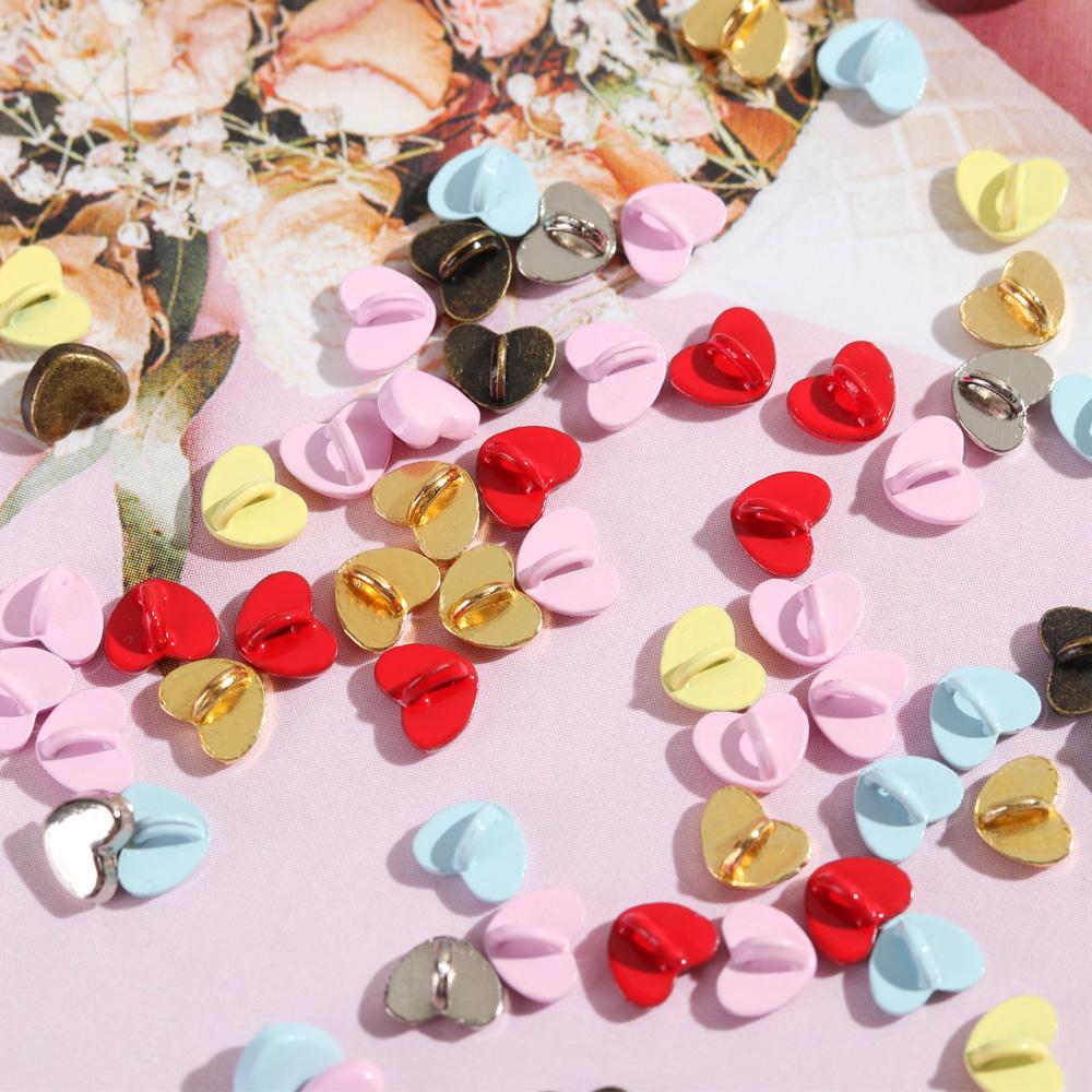20/40pcs 5mm Mini Button DIY Doll Clothes Metal Printed Buckle Heart Pattern Buckles for 1/6 Doll Clothing Sewing Accessories