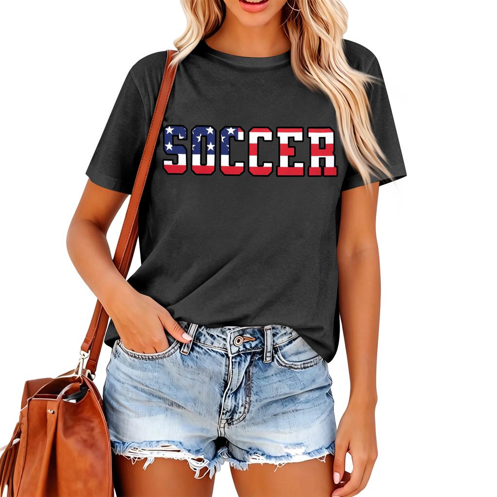 Women's Casual Letter Print Short Sleeve T-Shirt for Everyday Wear
