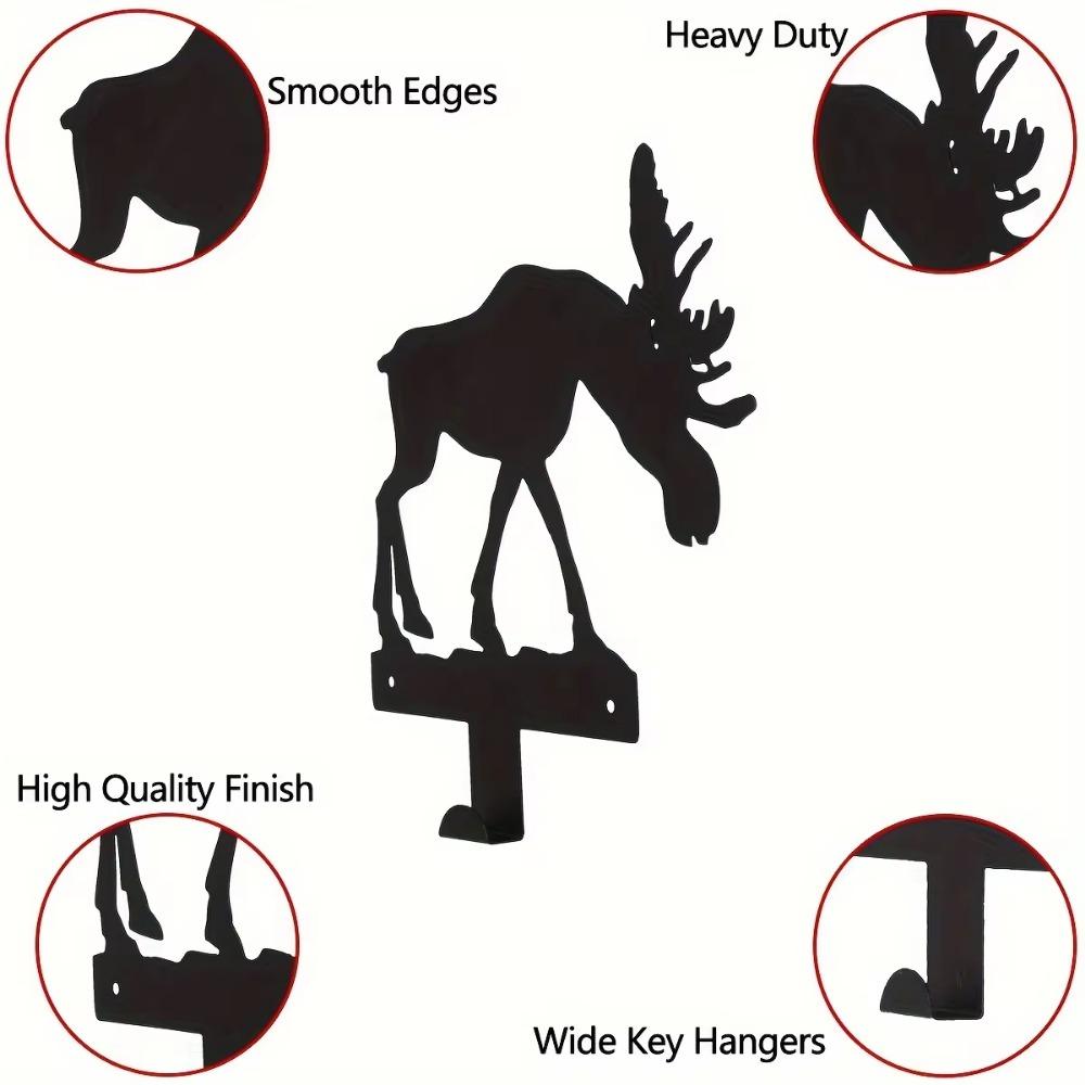Metal Moose Key Hooks - Multi-Purpose Wall Hooks for Clothes, Bags and Keys, Aesthetic Room Decor Wall Hanging