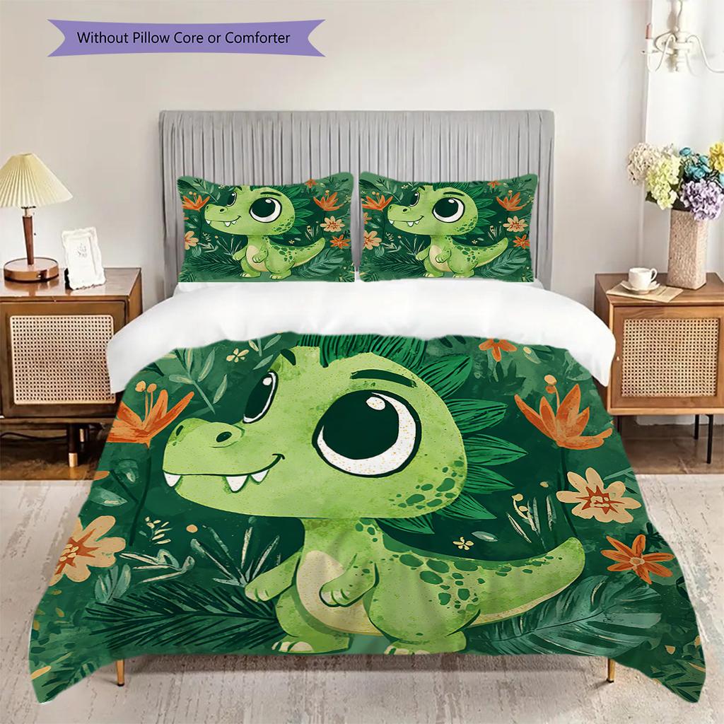 Dinosauriemönster Sängkläder Täcke Set Örngott Kuddfodral Heminredning Födelsedagspresent (1 * påslakan + 2 * örngott, utan kärna)