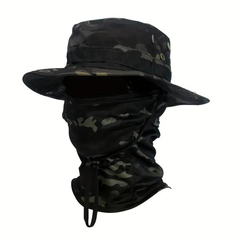 

Camouflage Boonie Cap Balaclava Hat Suit Foldable Soft Hat Outdoor Hunting Fishing Wide Brimmed Hat Sunscreen Caps 60