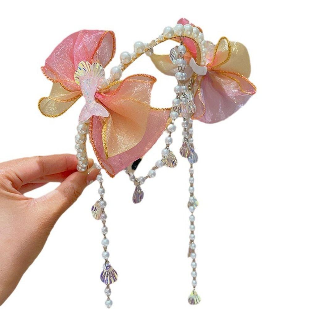 Elastic Faux Pearl Headband Exquisite Princess Hair Hoop Mermaid Hair Chain  Princess Theme