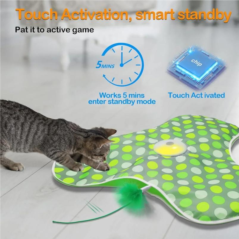 Intelligentes Katzenspielzeug Interaktives Versteckspiel Katzenspielzeug mit Quietschemaus Bewegungsaktiviertes Bewegliches Verstecktes Federkiel Kätzchen Reizspielzeug