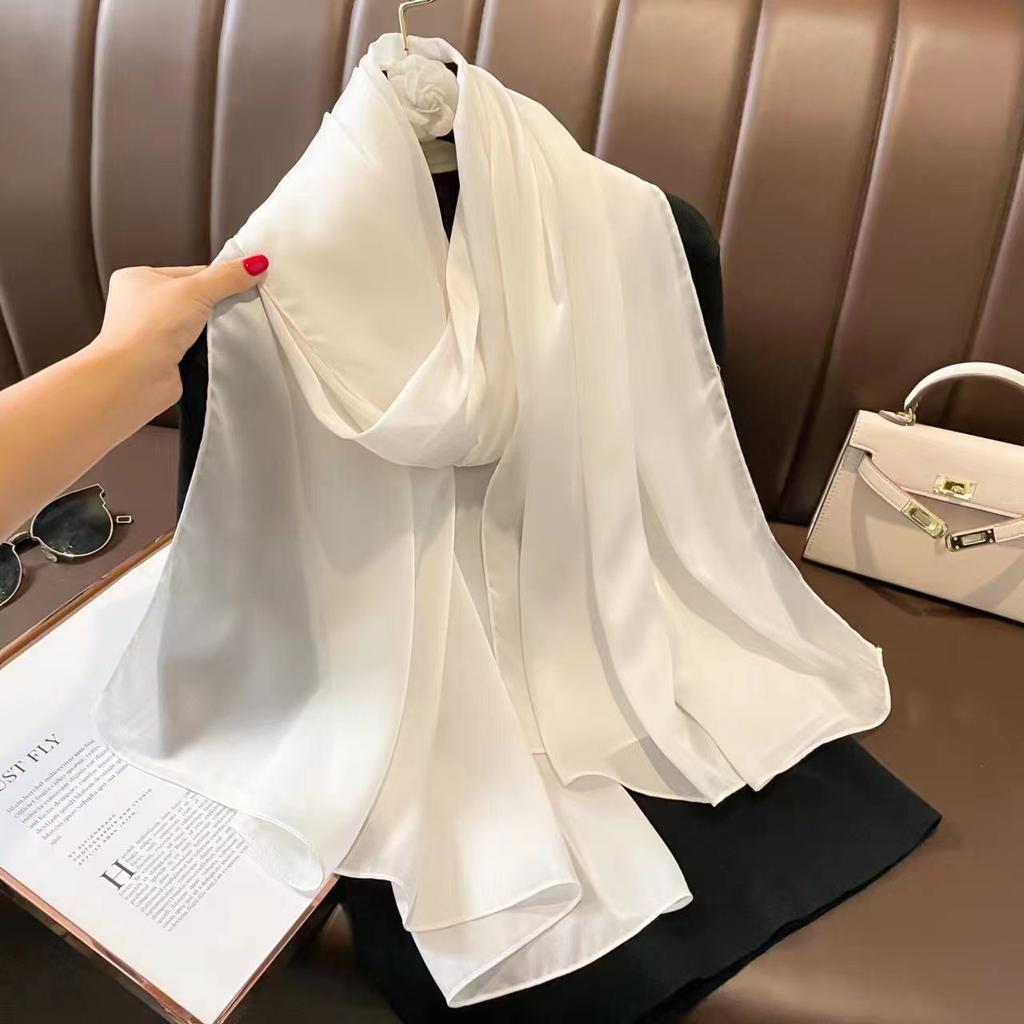 New solid colour anti-silk scarf spring and autumn sunscreen beach towel female silk scarf outside the air conditioning shawl