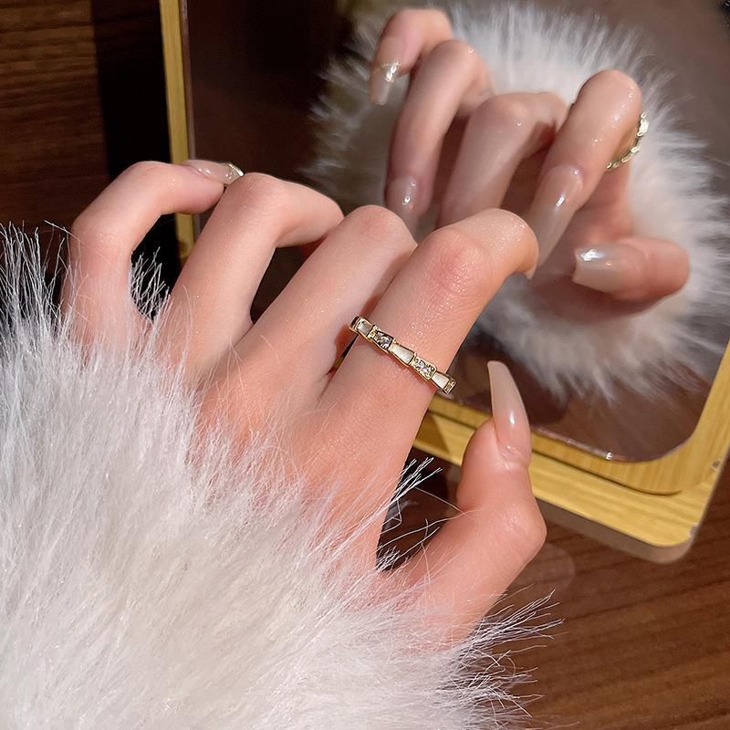 Bague élégante ajustable en diamant de style coréen pour femme