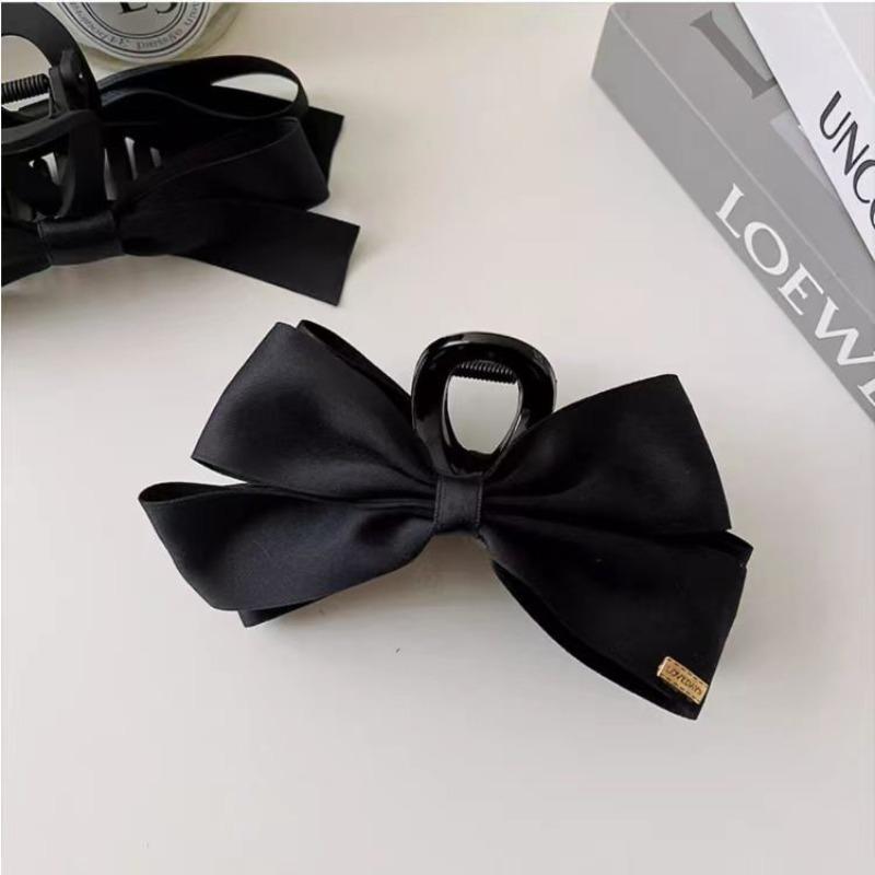 French Elegant Hair Clip Black Bow Claw Clip Hepburn Style Women Girl Back Of Head Tie Hairpin Fashion Hair Accessories