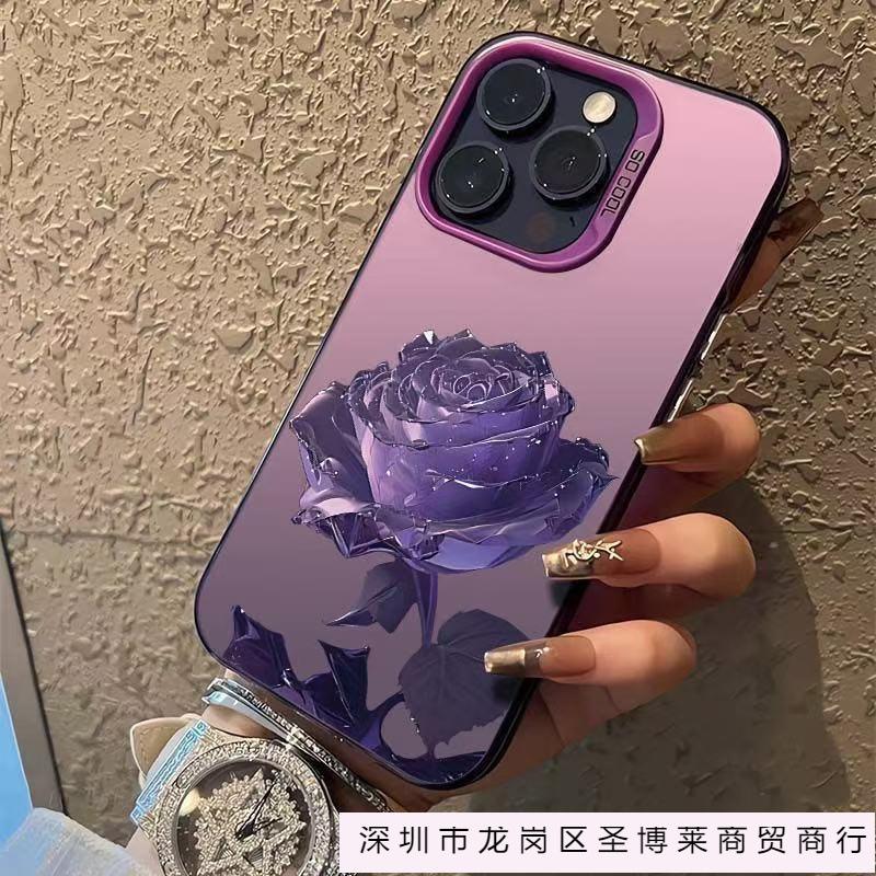 Purple ice rose is suitable for Apple 16Promax mobile phone case personalized vitality case iPhone15/14/13 Europe and America 12