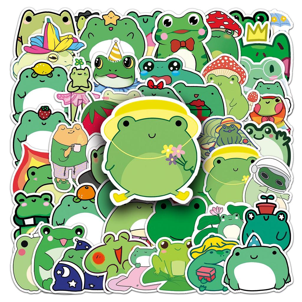 50 Cartoon Frog Waterproof Stickers: Perfect for Scooters, Laptops, Cars, and Motorcycles