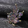 Colorful Crystal Stone Maple Leaf Cute Bee Brooch Pin Gift for Ladies Dress Scarf