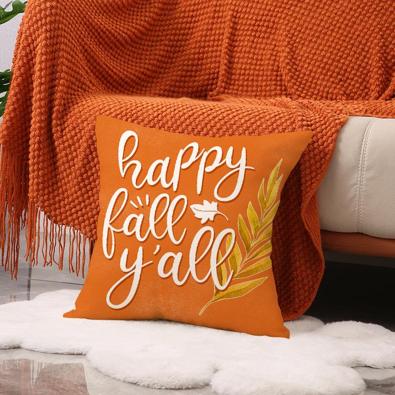 New Autumn Set Pillow Case Linen Print Pumpkin Cushion Home Holiday Decoration Sofa Cushion