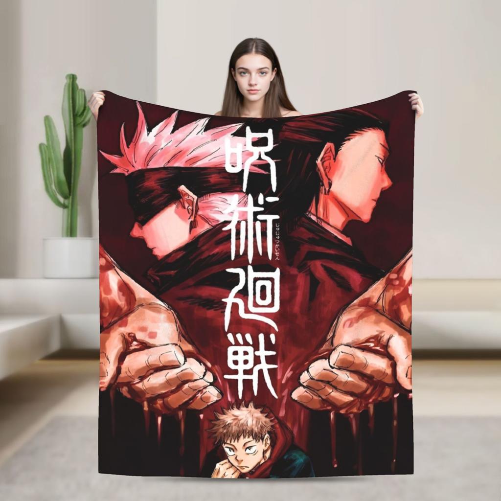 Jujutsu Kaisen Blanket Flannel Decoration Anime Manga Portable Super Warm Throw Blankets for Bed Couch Bedspread