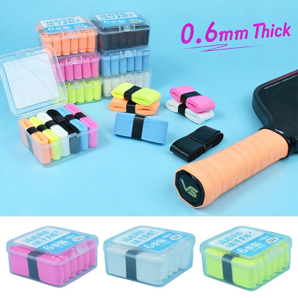 6 Stück Mehrfarbige Pickleball-Schläger-Übergriffe Schweißabsorbierend Anti-Rutsch PU-Griffband Stoßdämpfend 0,6 mm Dicke