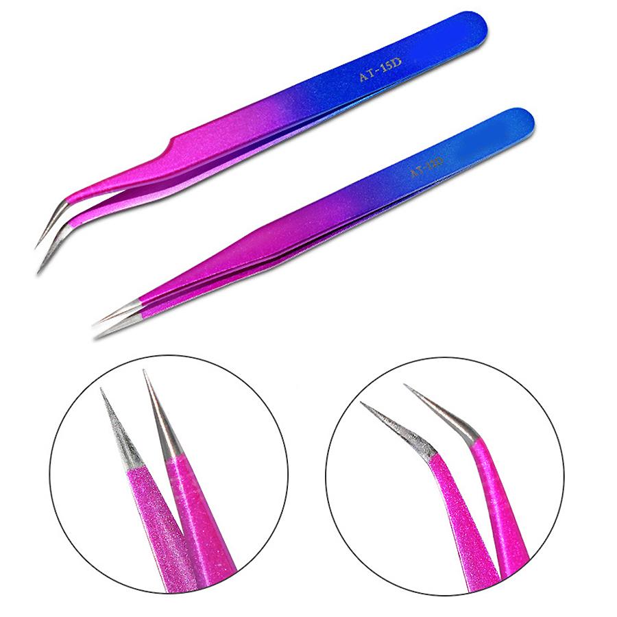Stainless Steel Precision Eyelash Extension & Nail Art Tweezers, Beauty Tool for Lash Lifting & Rhinestones Applying