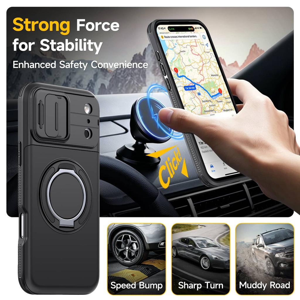 WEFOR for iPhone 17 16 15 14 13 12 Pro Max 11 Case with Card Holder & Kickstand & Slide Camera Lens Cover & Wallet Rugged Cover