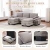 Modular 3-Seater Corduroy Sofa (with 2 Stools) – high-density foam padding, USB-C port, side pockets. For living room, office, lounge. Light Grey