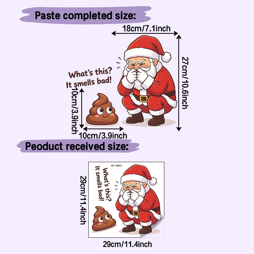 Funny Santa Covering Nose Toilet Sticker Bathroom Decal Self Adhesive Wall Decor Christmas