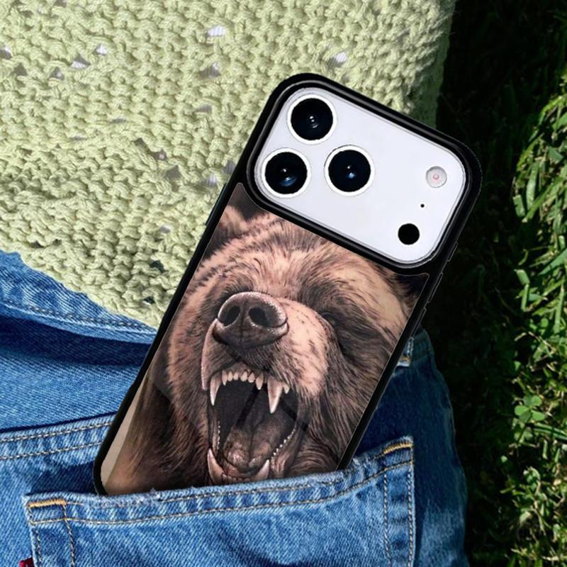 Cute Grizzly Bear Phone Case Cover for IPhone 11 12 13 14 15 16e 17 Pro Max Coque for IPhone 17 Air