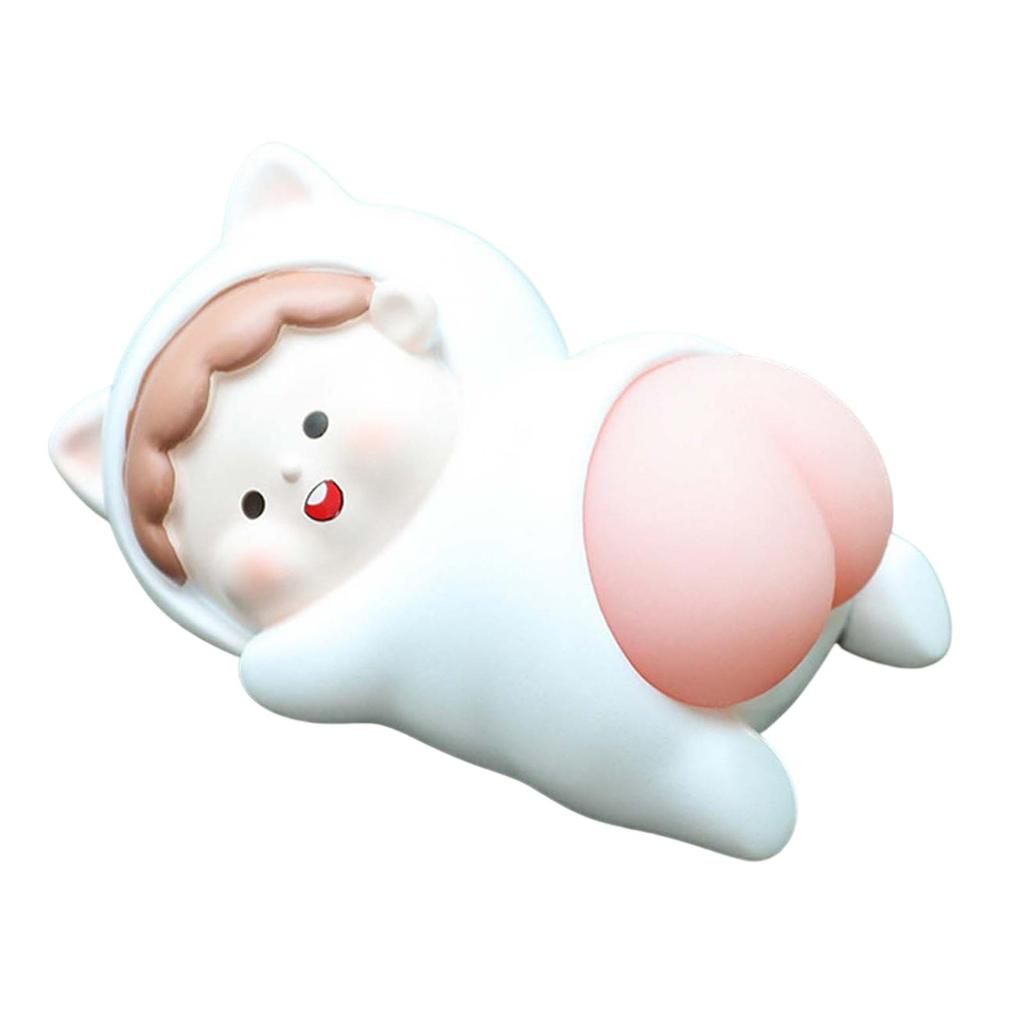 Funny Car Interior Ornament Doll Cartoon Toy for Holiday Windowsill White