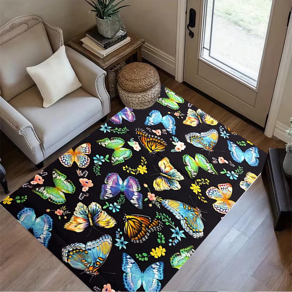 1pc Butterfly Design Home Carpet Non-slip Office Decor Gift Living Room Bedroom