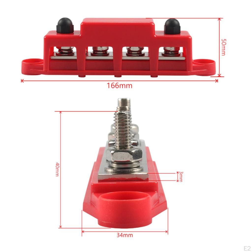 2x 4 Ways Wiring Row Junction Block ,300A Bus Bar Terminal RV Modification ,Accessories for