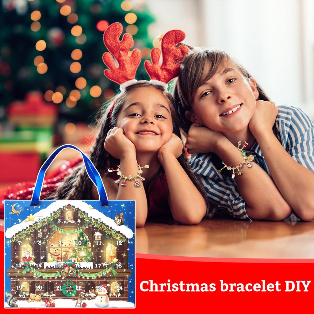 3D Stereo BlindBox Aircraft Box Christmas Bracelet DIY Crystal Beaded Alloy Jewelry SantaClaus BlindBox Children's Holiday Gift