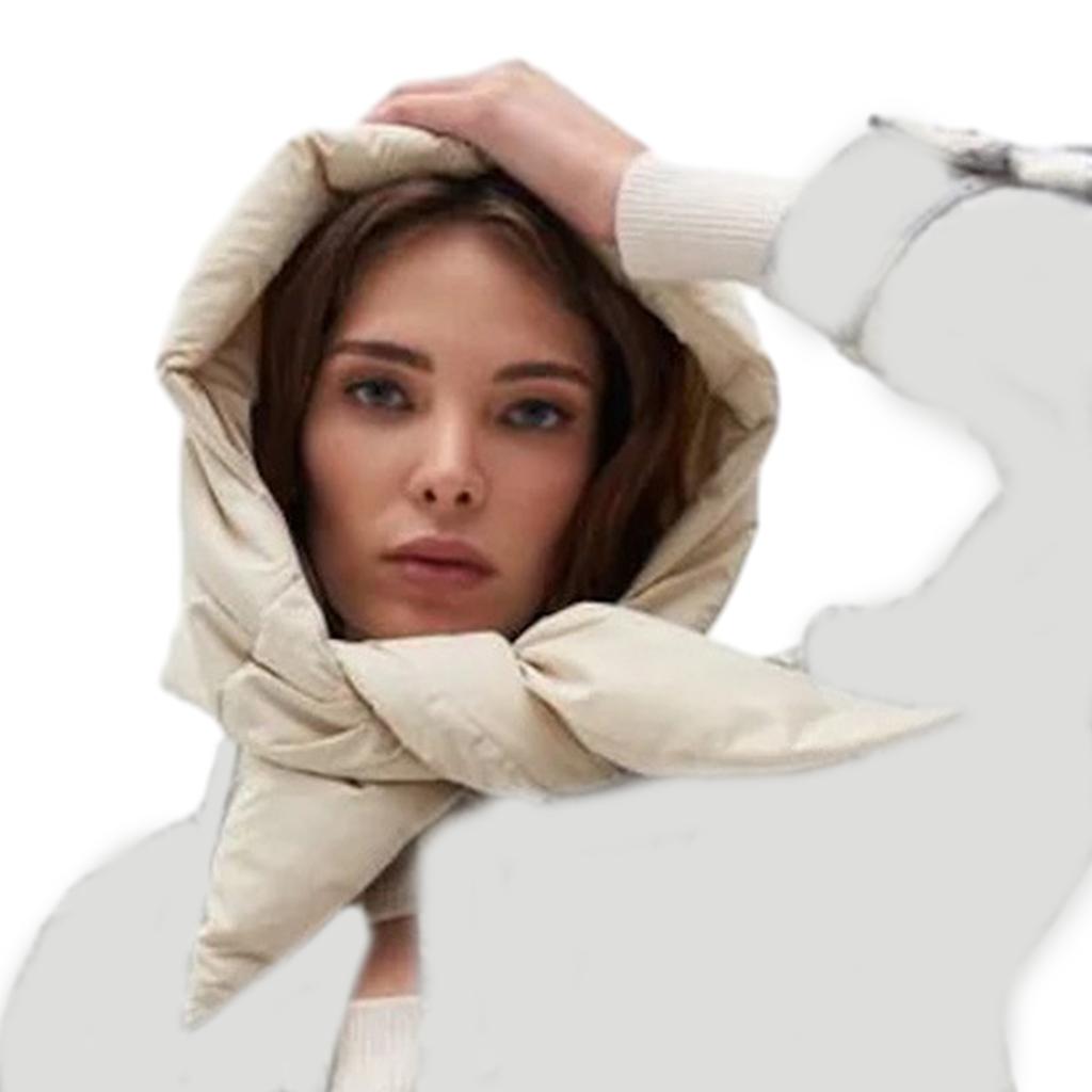 Damen Winter Kopftuch Mütze Leichte Daunen Baumwollmütze Puffer Schal Fahrradmütze für Teenager Mädchen Universelle Kopfbedeckung