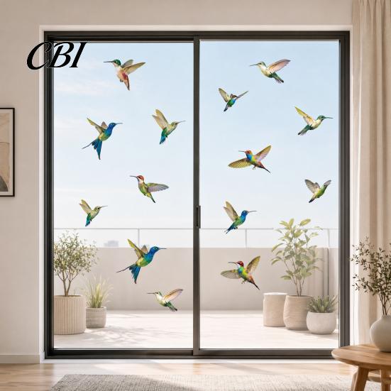 Indoor Window Sticker Bird Stickers, Anti-Collision Strike Prevention Decal, Static Cling Glass Collision Film for Windows Doors, UV Reflective
