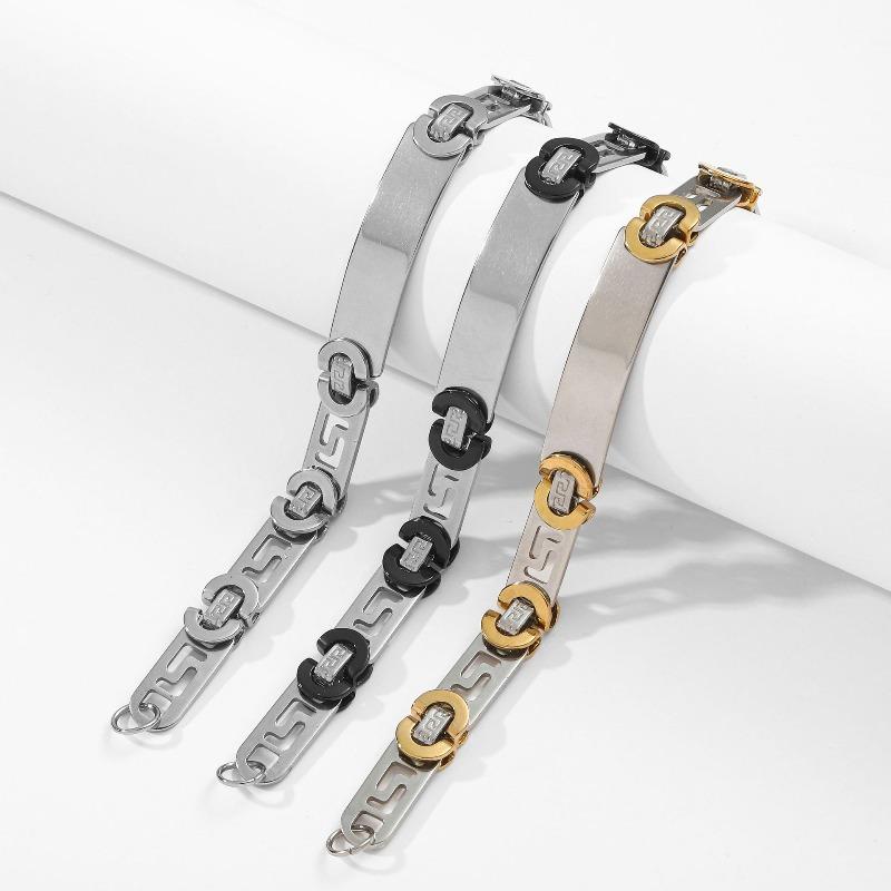 Cuban Chain, Glossy Military Brand Round Chain, Trendy Men's Imperial Chain, Titanium Steel Bracelet