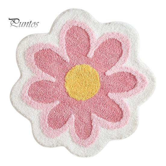 Door Carpet Floor Cute Non-slip Decorative Pashmina Flower Shape Mat Absorbent Bath Rug Bathmat for Daily Use