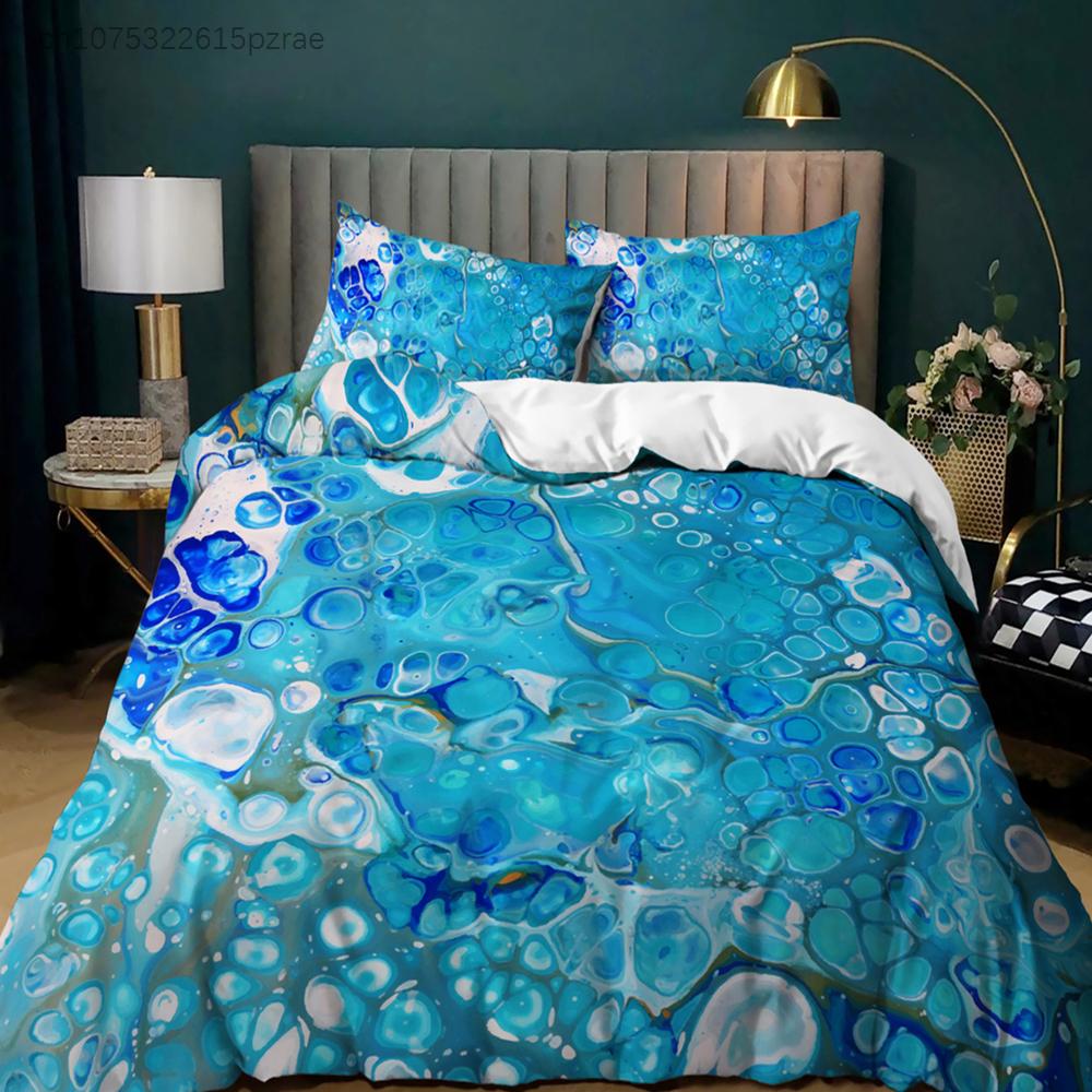 Kleur Halo Verven Marmer Dekbedovertrek Beddengoedset Paars Blauw Kleurrijk Eenpersoons Tweepersoons Twin/Queen Voor Mannen Vrouwen Kinderen Cadeau