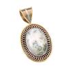 Natural Green Dendrite Opal 925 Sterling Silver Gift TwoTone Pendant 1.50" B2q98