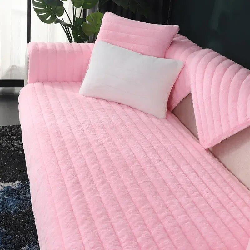 

Winter Thicken Velvet Plush Sofa Cover Soft Smooth Universal Anti Slip Solid Couch Towel Mat 70 x 70cm 1pc