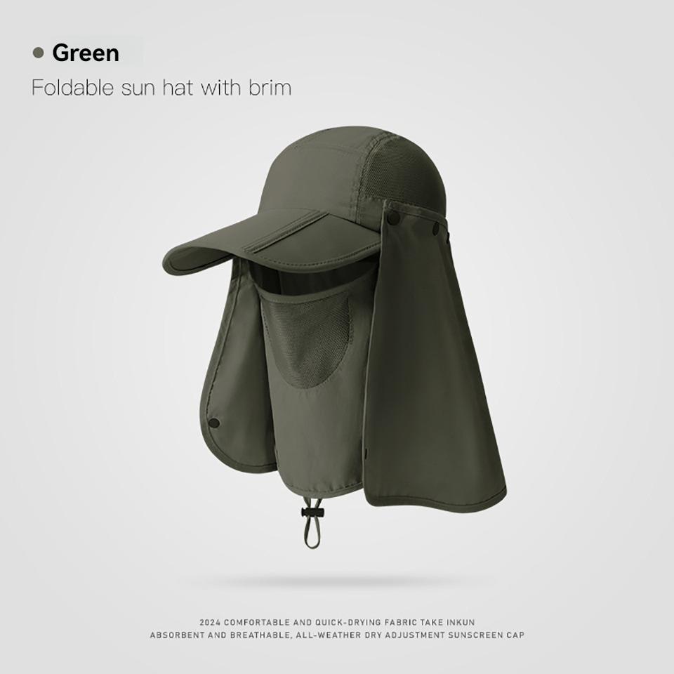 1Pcs UPF50+ Sun Hat Breathable Sweat-Absorbent Face Cover Foldable Brim Water-Resistant Full Face Sun Protection Cycling