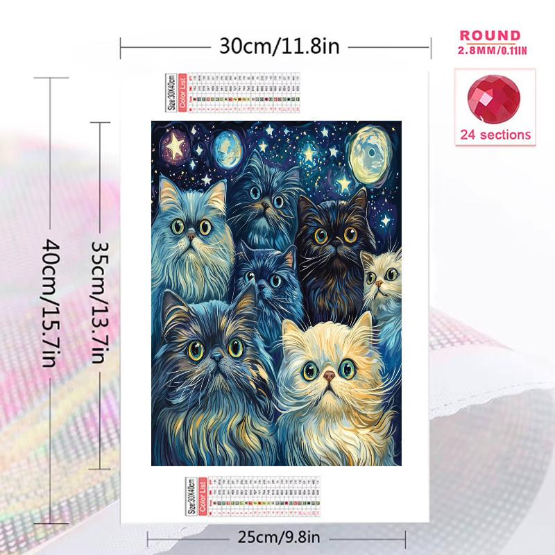 Persian cat Pattern 3pcs 100% Round Full Drill 5D DIY Diamond Painting Embroidery Cross Stitch Rhinestone Décor