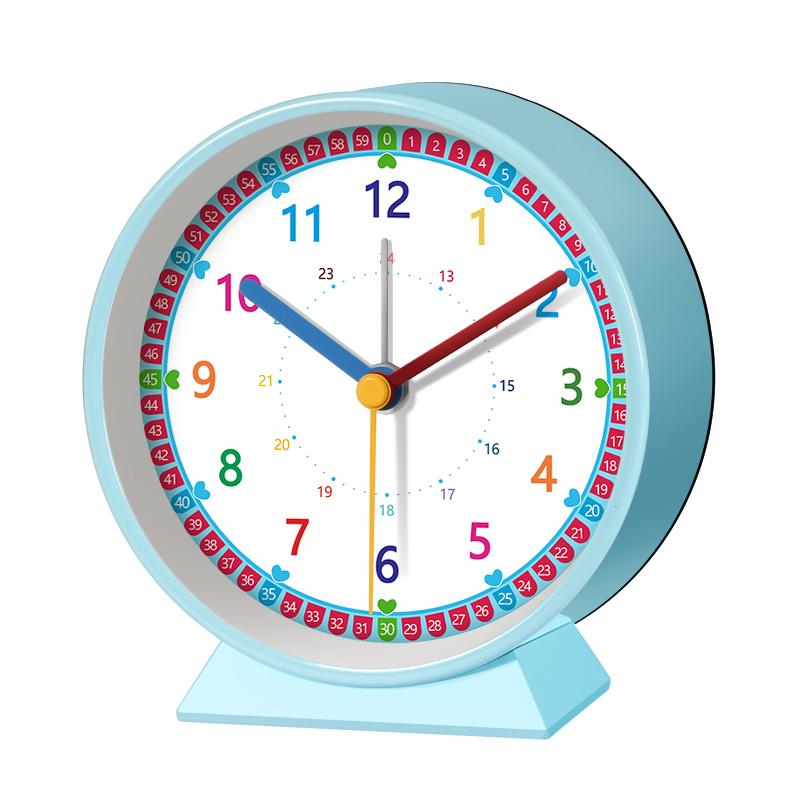 Early Education Desk Clock Needle Display Quartz Alarm Clock Silent Sweep Movement Silent Walking Soft Night Light Metal Frame