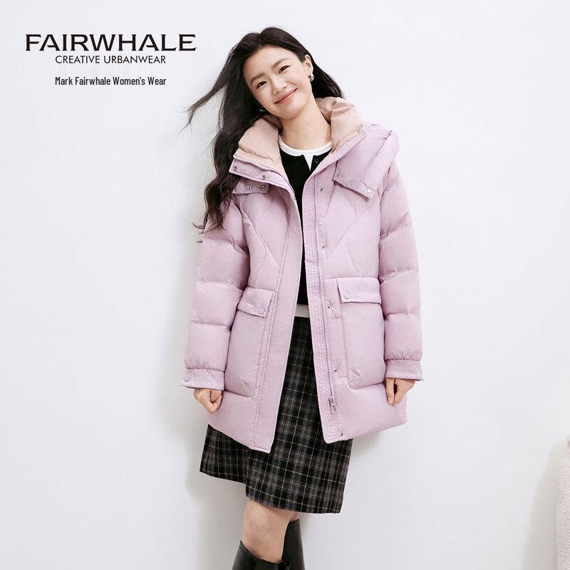 

Женский пуховик средней длины с капюшоном Mark Fairwhale 2025 новой коллекции L
